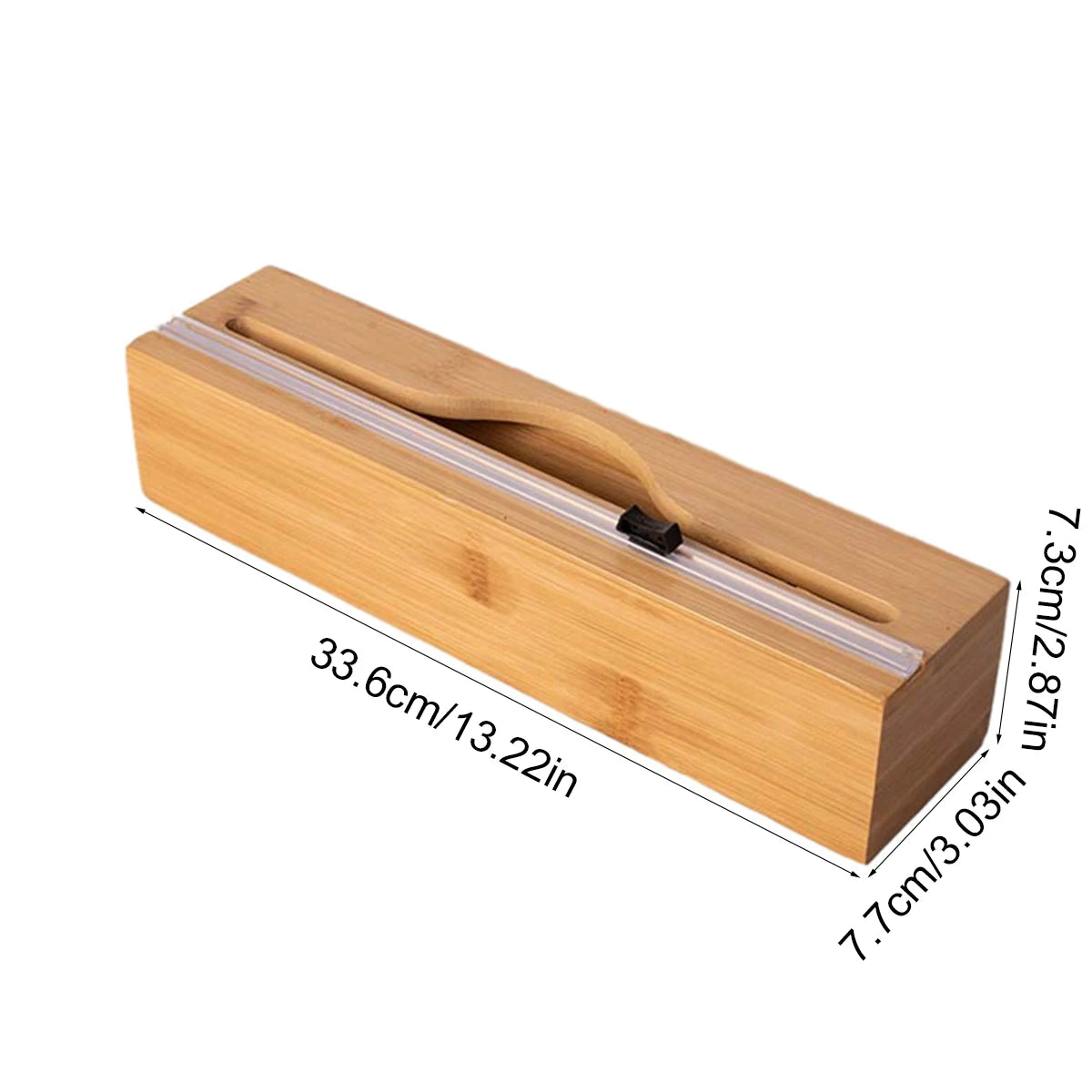 Bamboo kitchen wrap dispenser – Foil and cling film cutter – Eco-friendly storage solution – 12 x 5 x 4 in 9
