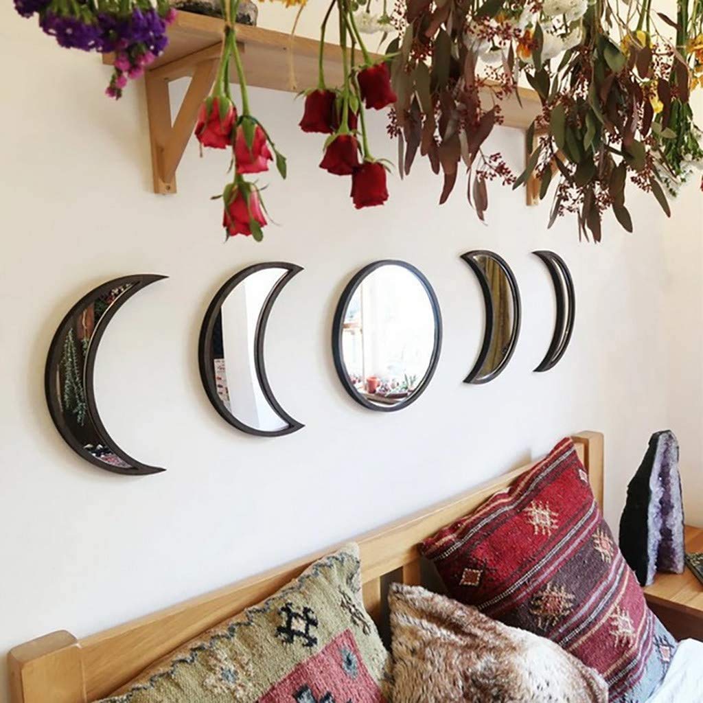 Mirror set – Premium acrylic – Black boho chic design – Easy peel-and-stick installation – Celestial home decor 0