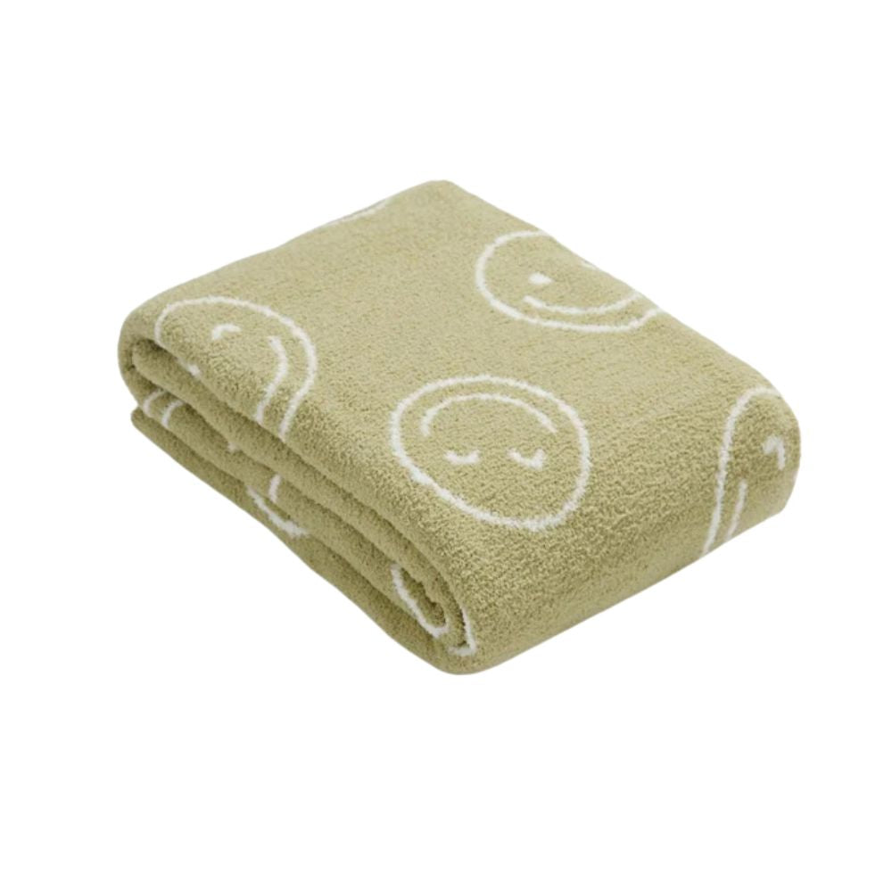 Smiley Face Plush Blanket - Soft Cotton Throw, 50 x 60 Inches, Lightweight and Machine Washable 0