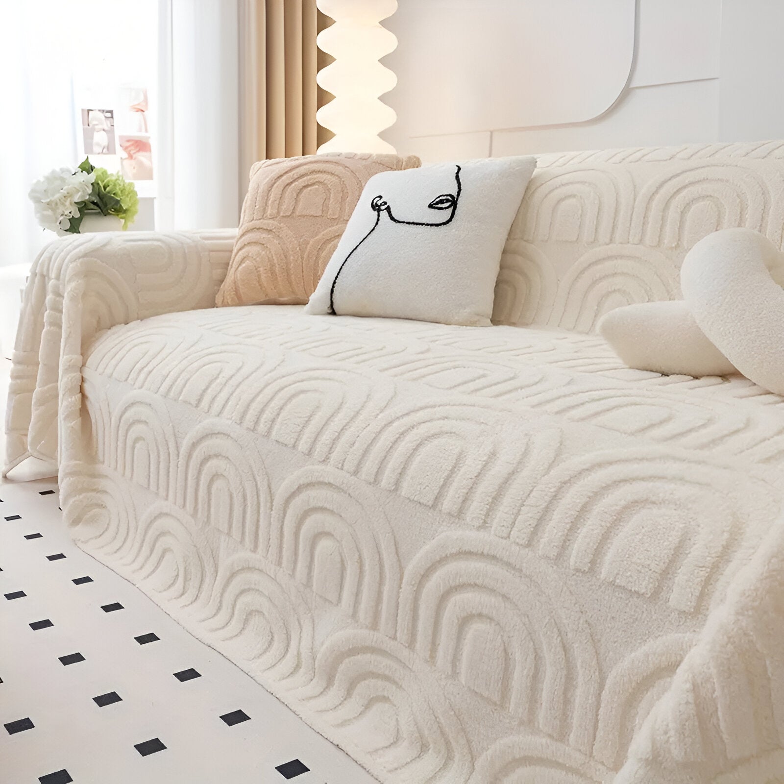 Sofa cover – Soft Shu Velveteen – Arch design – 100% polyester – Multi-purpose for living room 0