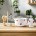 Variant image for Japanese Strawberry Matcha Bowl Set with Whisk – Cute Ceramic Tea Bowl for Authentic Matcha Experience-1