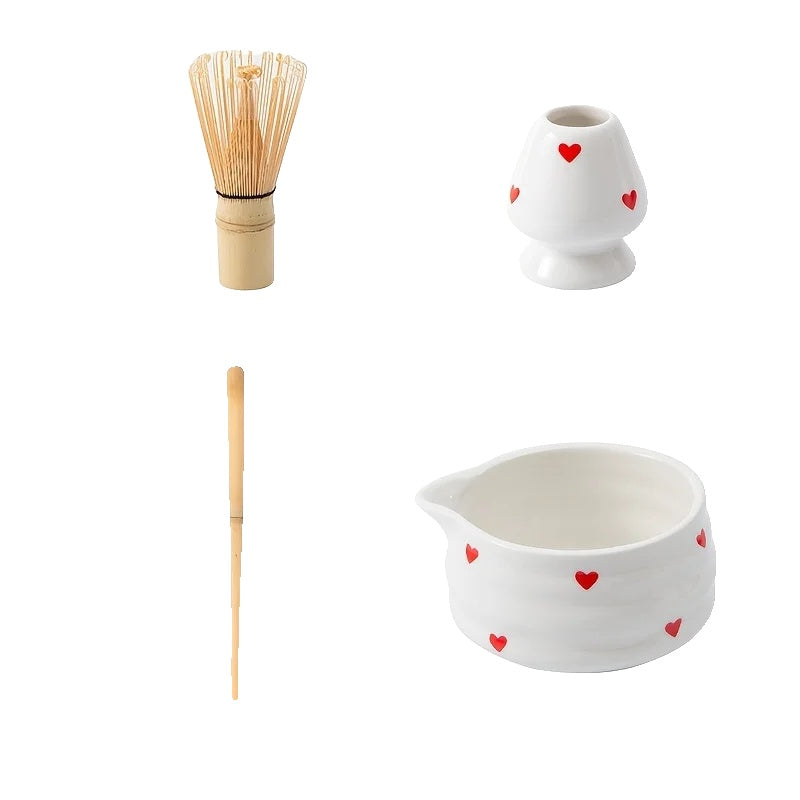 Variant image for Heart-Shaped Japanese Matcha Bowl Set with Whisk – Authentic Tea Ceremony Tool for Matcha Preparation-4