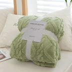 Plush Reversible Blanket with Sherpa Wool-Like Fleece