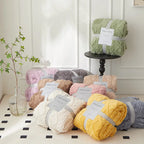 Plush Reversible Blanket with Sherpa Wool-Like Fleece