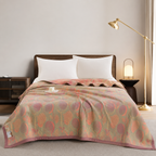 Cotton quilt – Orange ginkgo leaf pattern – Reversible design – Soft and breathable bedding