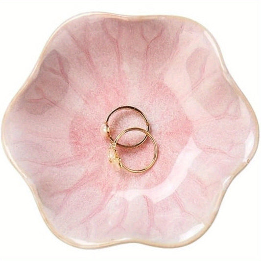 Lotus Leaf Design Ceramic Jewelry Tray | Elegant Storage Bowl for Your Accessories
