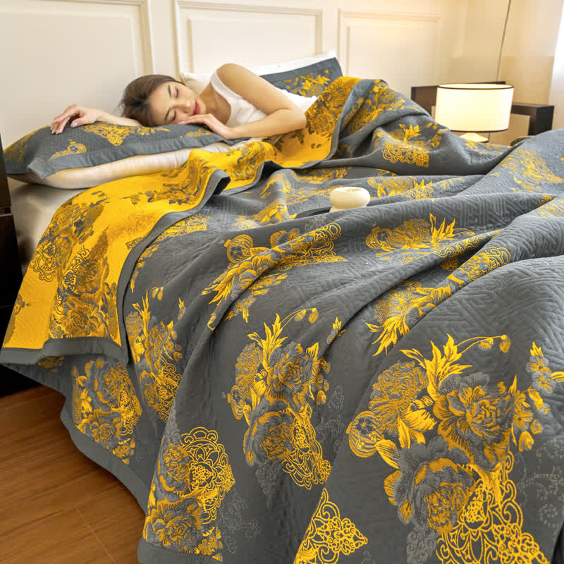 Floral Cotton Muslin Blanket