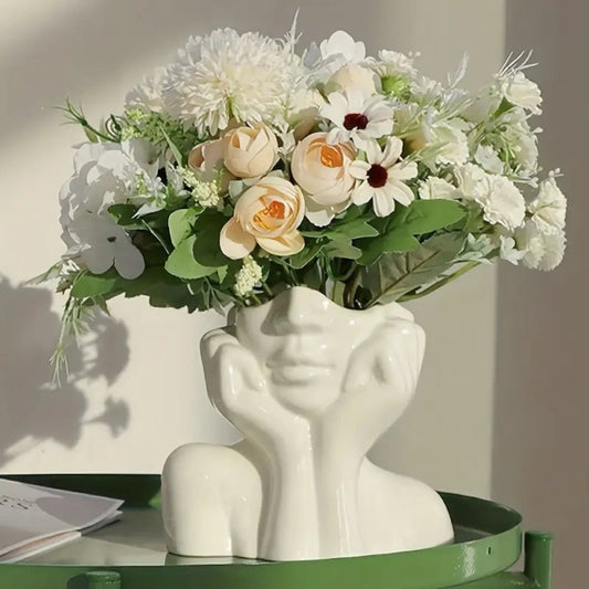 Half-Face Flower Vase with Artistic Flair