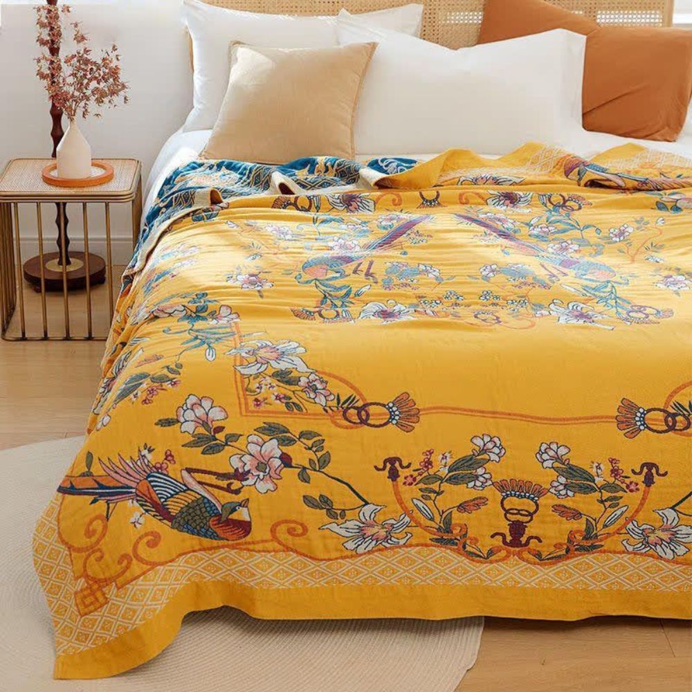 Ethereal Cotton Flower Bird Blanket