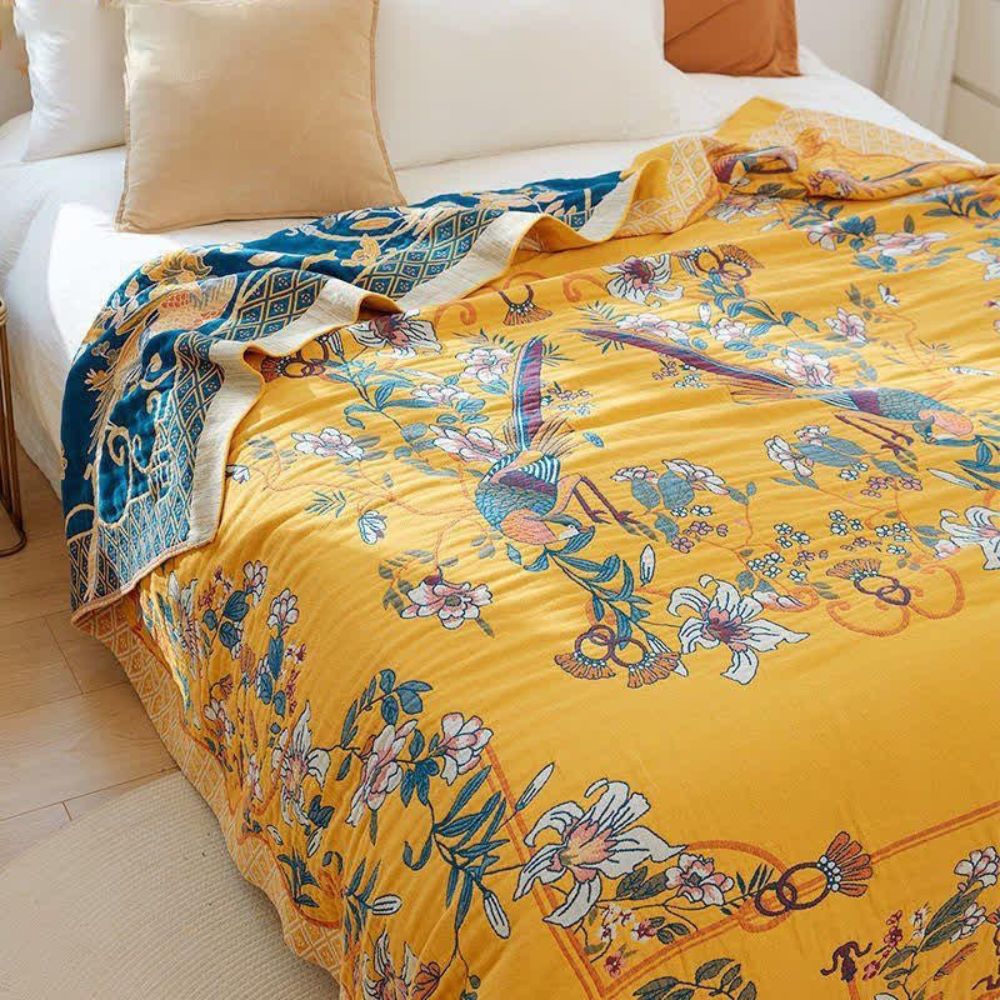 Ethereal Cotton Flower Bird Blanket