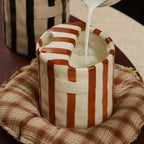 Ceramic Coffee Mug – Hand-Painted Retro Striped Mug for Hot & Cold Drinks