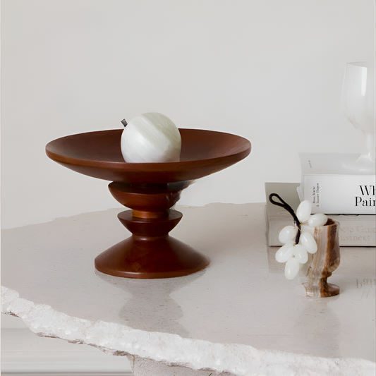 Exquisite Cherry Wood Pedestal Serving Tray