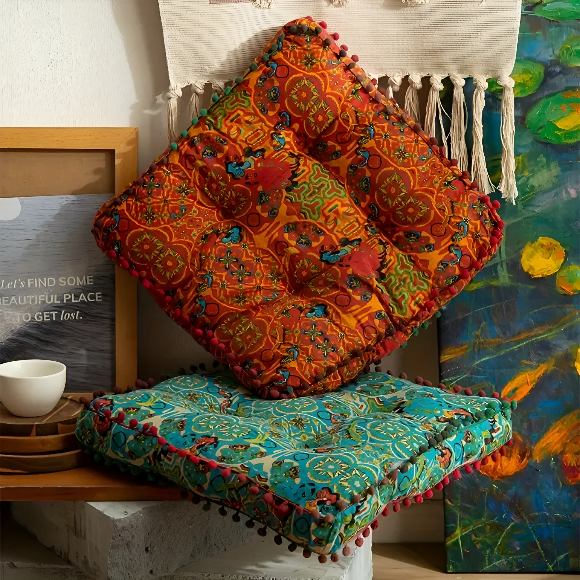 Embroidered Floor Cushion – Stylish Comfort for Your Home