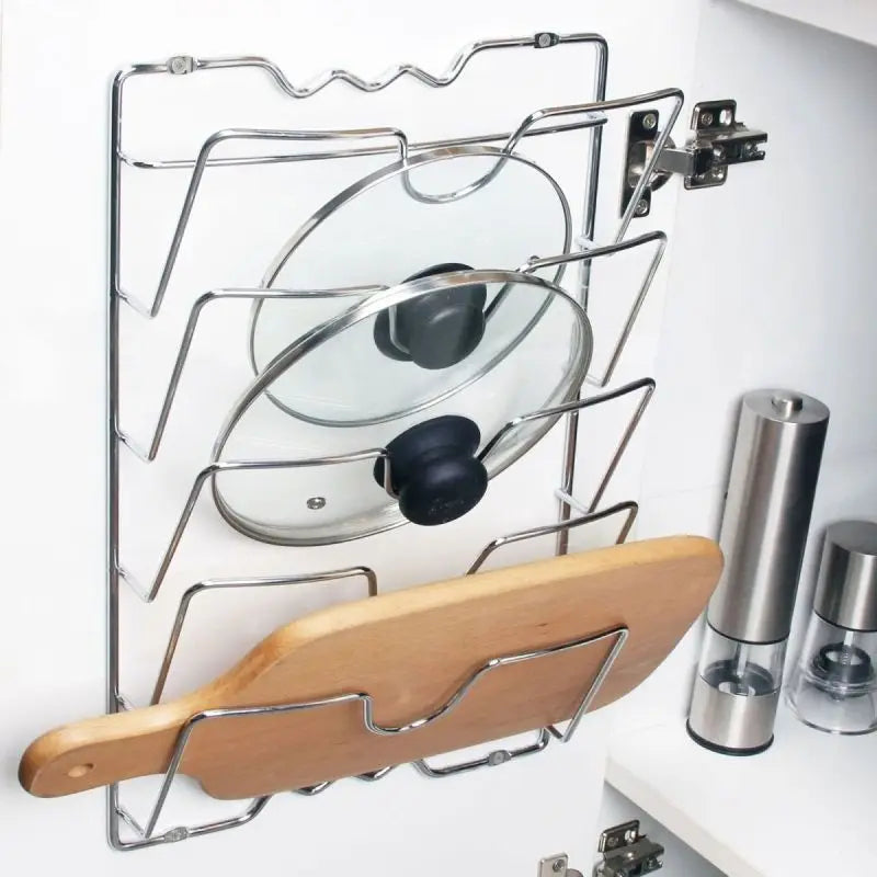 Stainless Steel Kitchen Organizer | Pot Lid Holder with 5-Layer Design Space-Saving Storage Solution for Efficient Kitchen Use