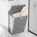 Foldable Wall-Mounted Laundry Basket – Space-Saving Polyester Hamper for Home Organization, Easy Storage, Grey