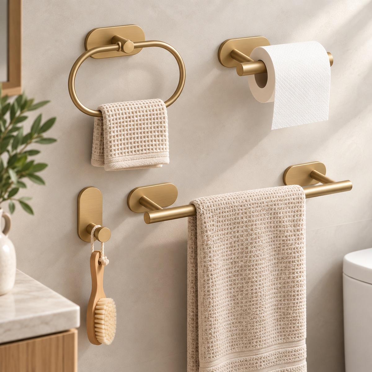 Self-Adhesive Towel Holder Set – 4 Piece