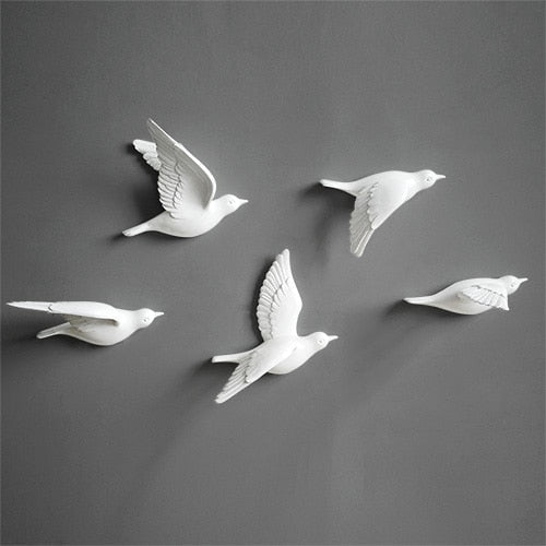 3D wall decor – Resin flying birds – Multi-colored – Elegant home accent for living room or bedroom 0