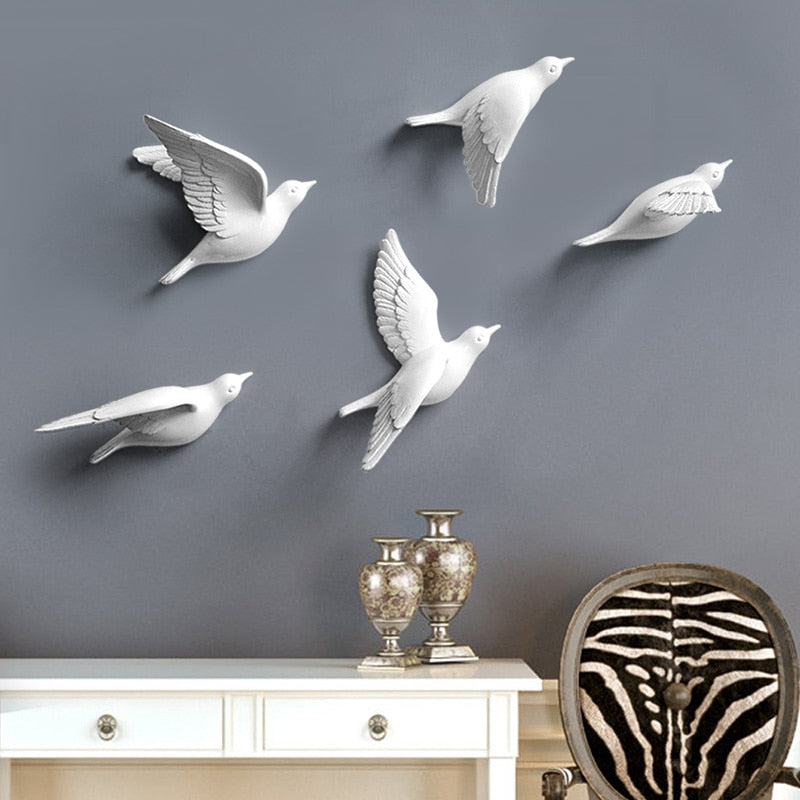 3D wall decor – Resin flying birds – Multi-colored – Elegant home accent for living room or bedroom 1