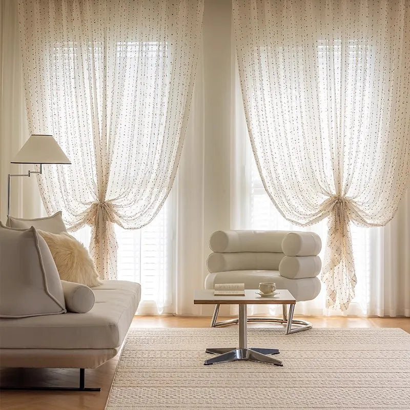 Tulle Curtain – Rainbow Embroidery – Sheer Design - Curtains for Living Room