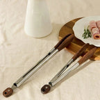 Luxury Wood & Stainless Steel Kitchen Tongs (Set of 2) – 9" & 12"