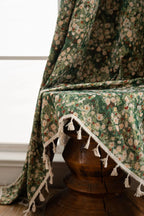 Soft Floral Curtain with Light-Filtering Fabric & Boho Tassel Trim