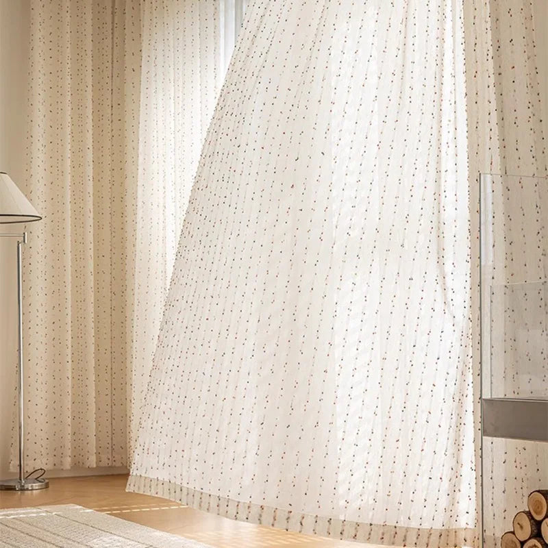 Tulle Curtain – Rainbow Embroidery – Sheer Design - Curtains for Living Room