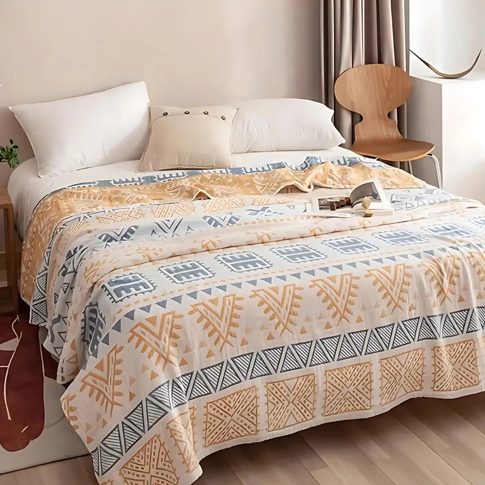 Aztec-Inspired Cotton Throw Blanket