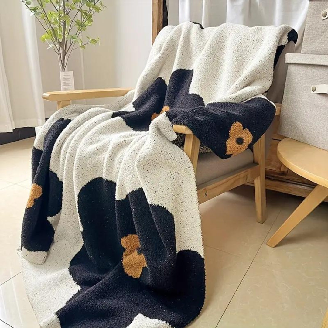 Vintage Floral Knit Throw Blanket