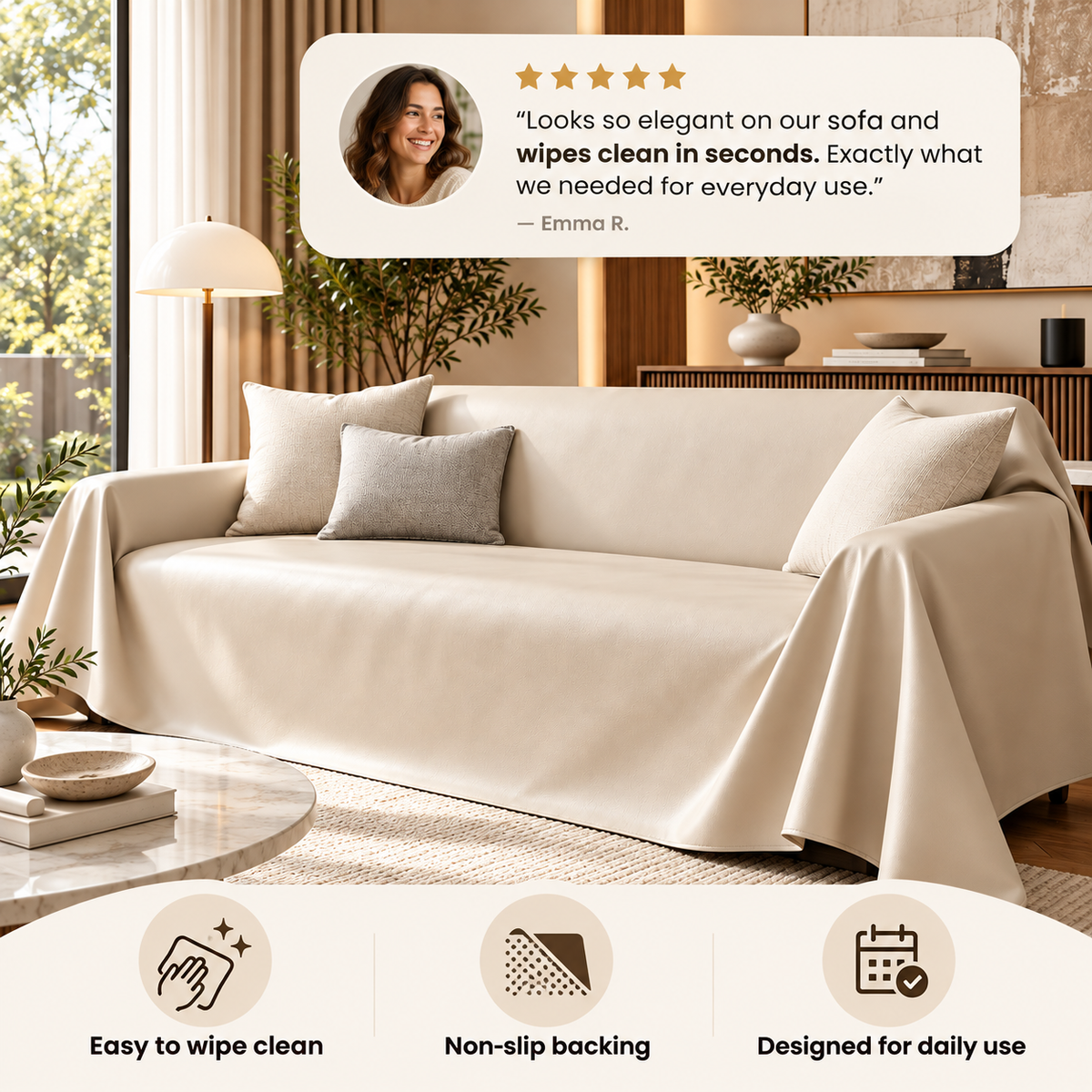 Waterproof Faux Leather Couch Cover - product image
