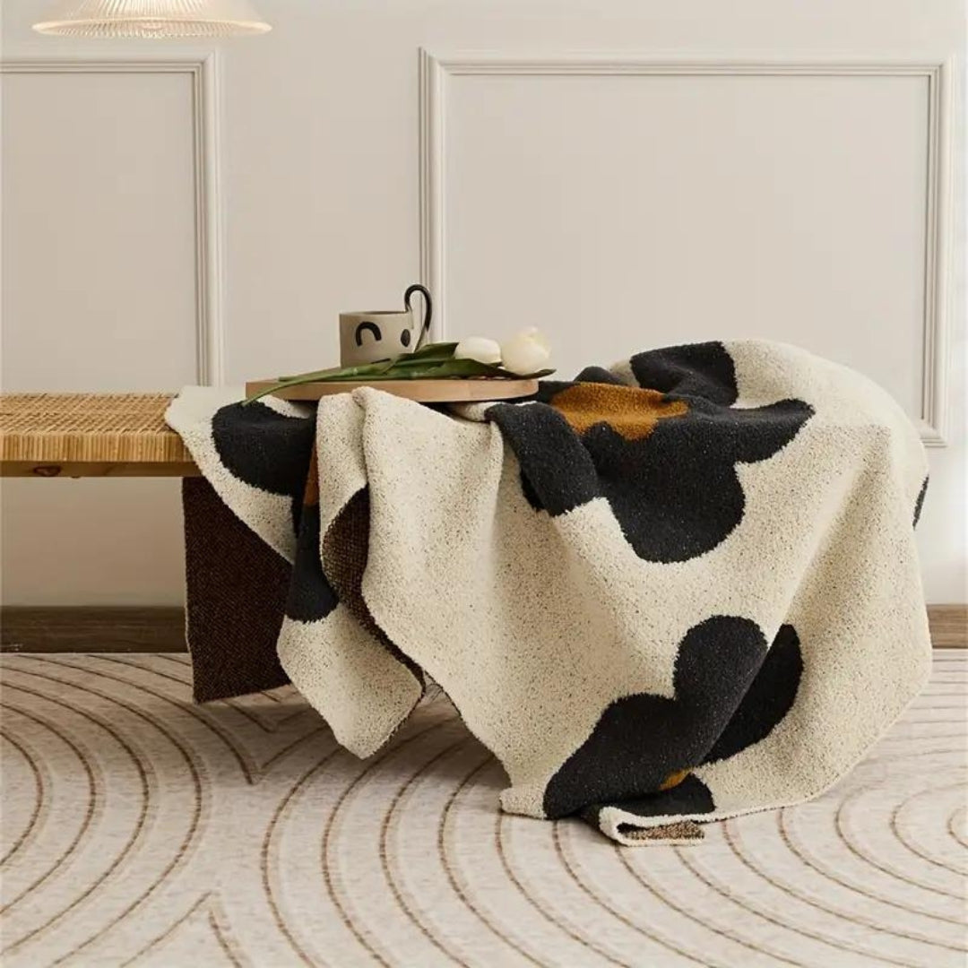 Vintage Floral Knit Throw Blanket