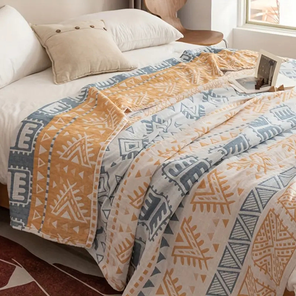 Aztec-Inspired Cotton Throw Blanket