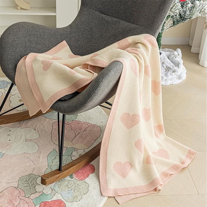Cozy sofa blanket with heart pattern