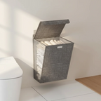 Foldable Wall-Mounted Laundry Basket – Space-Saving Polyester Hamper for Home Organization, Easy Storage, Grey