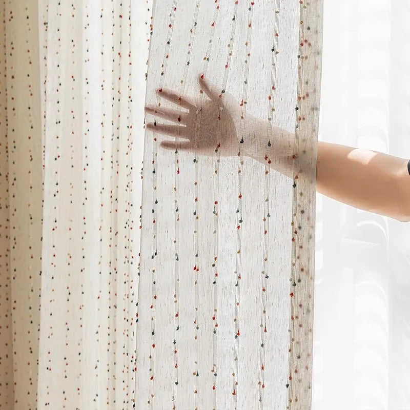 Tulle Curtain – Rainbow Embroidery – Sheer Design - Curtains for Living Room