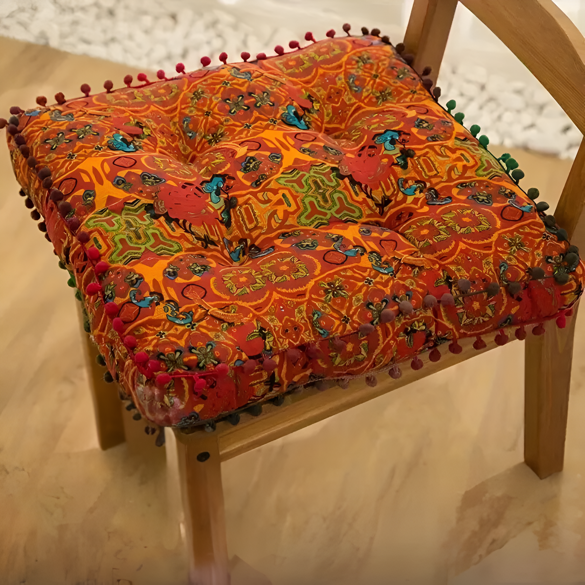 Embroidered Floor Cushion – Stylish Comfort for Your Home