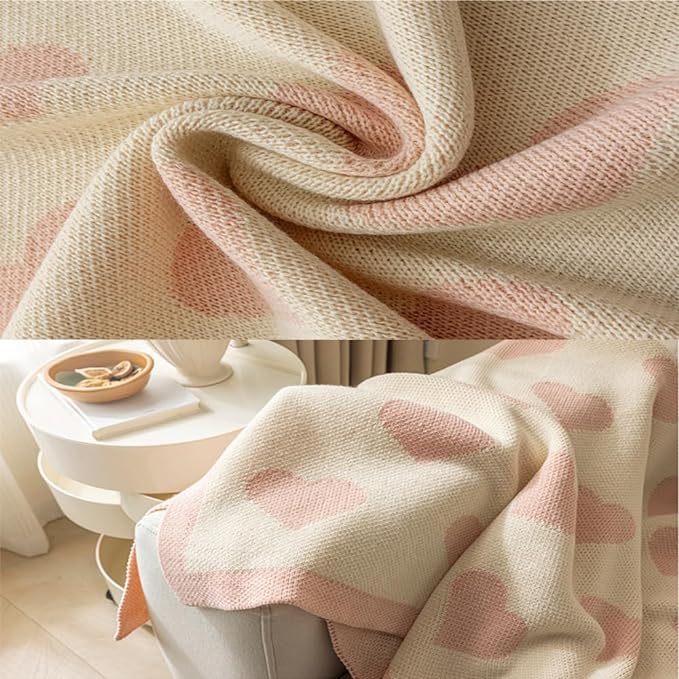 Cozy sofa blanket with heart pattern