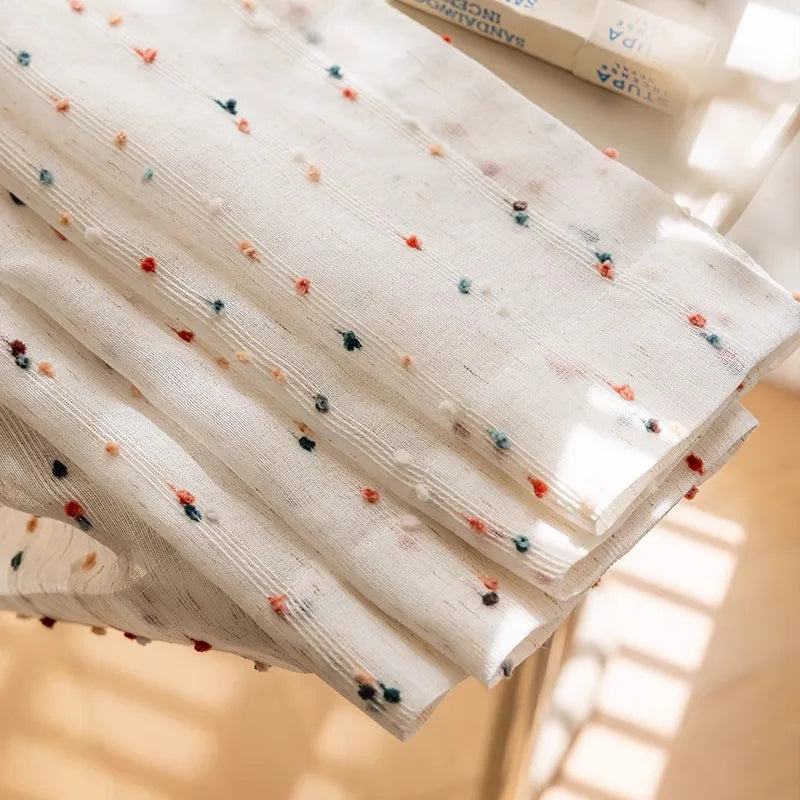 Tulle Curtain – Rainbow Embroidery – Sheer Design - Curtains for Living Room