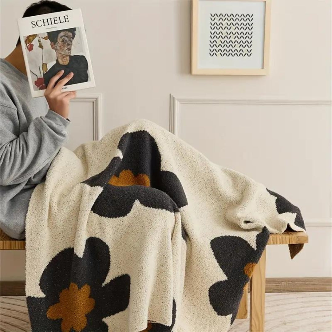 Vintage Floral Knit Throw Blanket