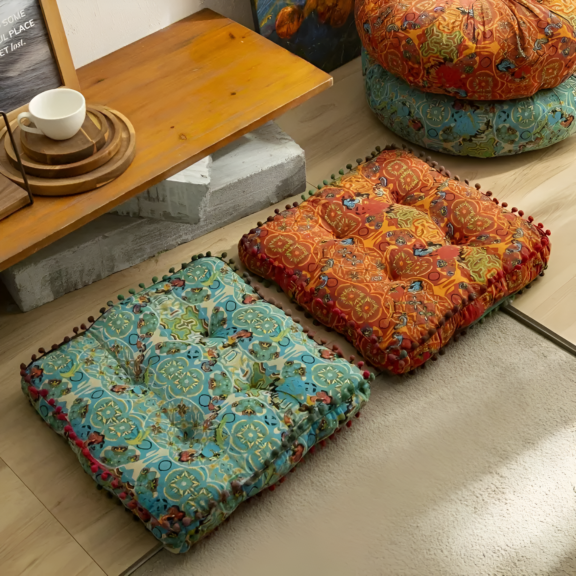 Embroidered Floor Cushion – Stylish Comfort for Your Home