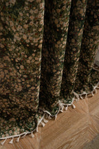 Soft Floral Curtain with Light-Filtering Fabric & Boho Tassel Trim
