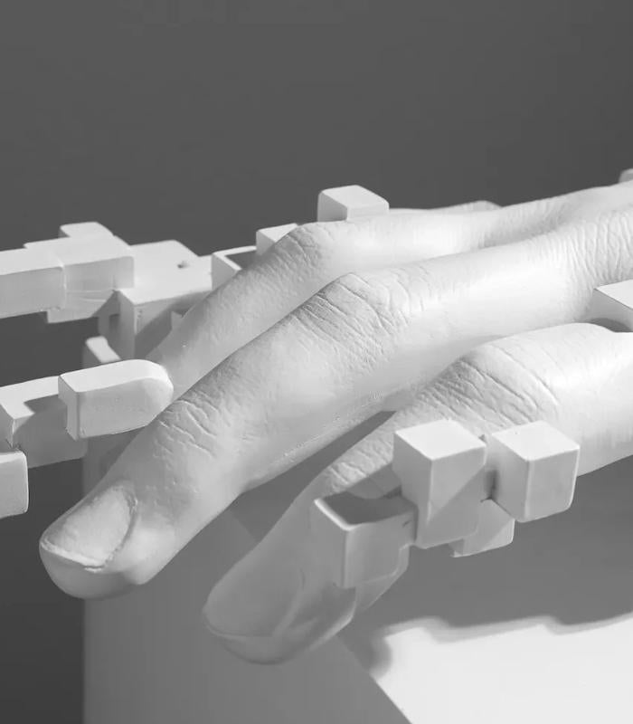 Abstract hand sculpture – Handcrafted resin – White contemporary art for home decor – 7.9 x 7.5 in 4