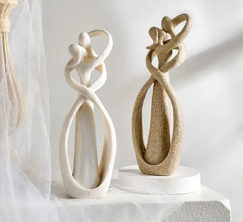 Abstract sculpture – High-quality polyresin – Elegant white finish – Timeless love decor – 11.8 in height 0