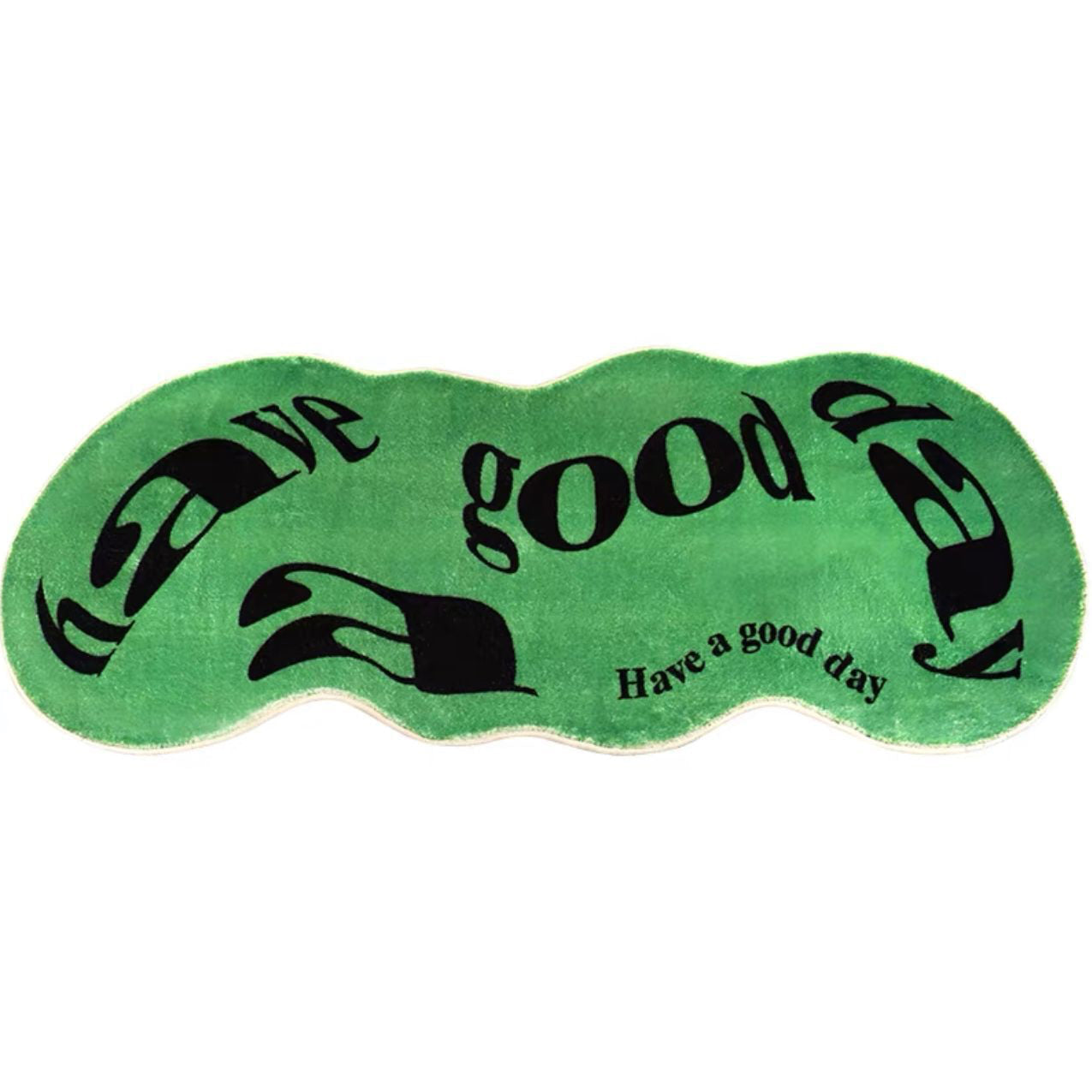 Accent rug – Plush fabric – Green and white trippy design – Non-slip for living room or bedroom 3