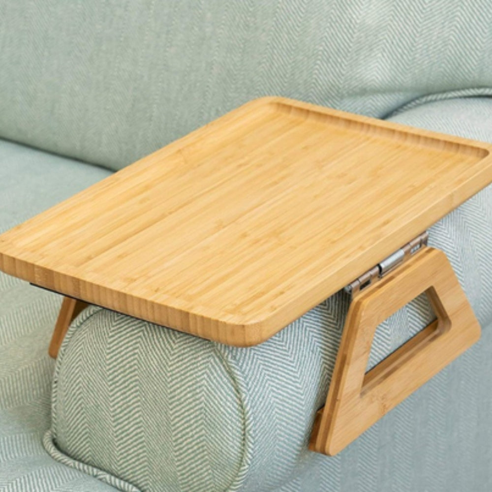 Adjustable Bamboo Bed Tray Table – Eco-Friendly Clip-On Design for Snacks, Drinks, and Laptops 2