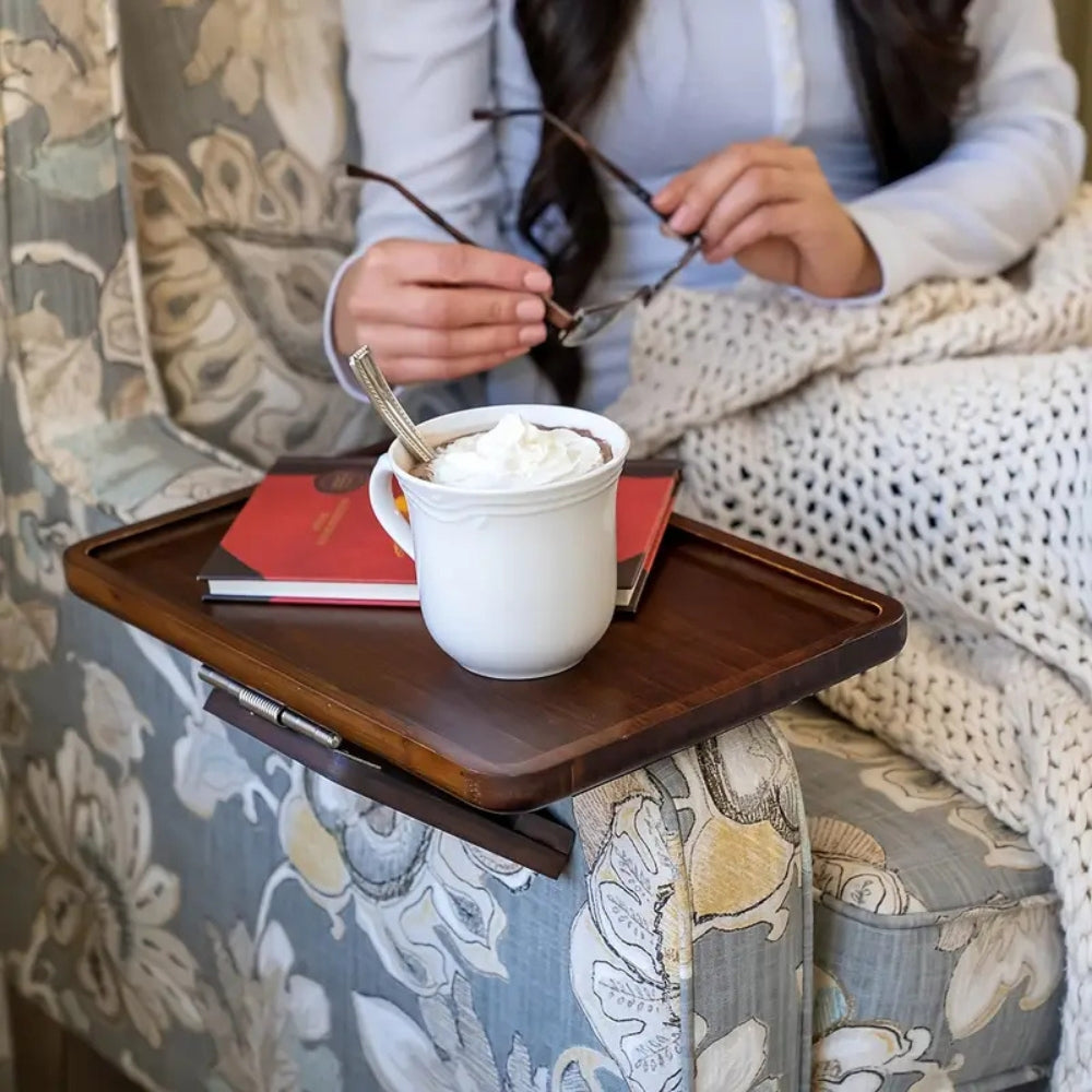 Adjustable Bamboo Bed Tray Table – Eco-Friendly Clip-On Design for Snacks, Drinks, and Laptops 3