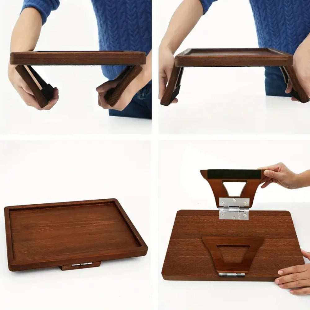 Adjustable Bamboo Bed Tray Table – Eco-Friendly Clip-On Design for Snacks, Drinks, and Laptops 7