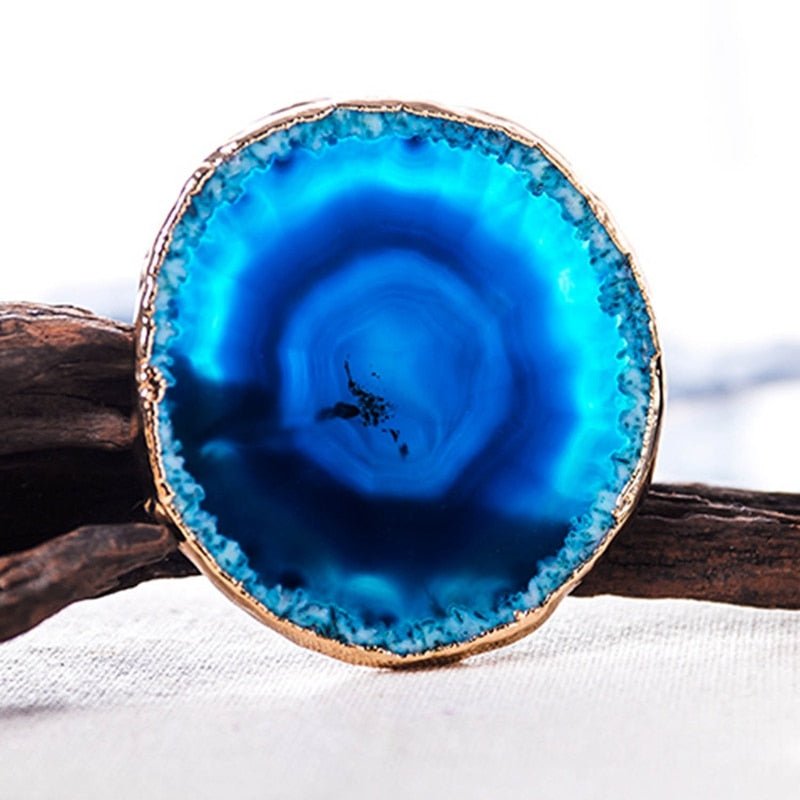 Agate coaster set – Authentic blue agate – Gold accents – Unique home decor – Ideal for drinks and decorative displays 2