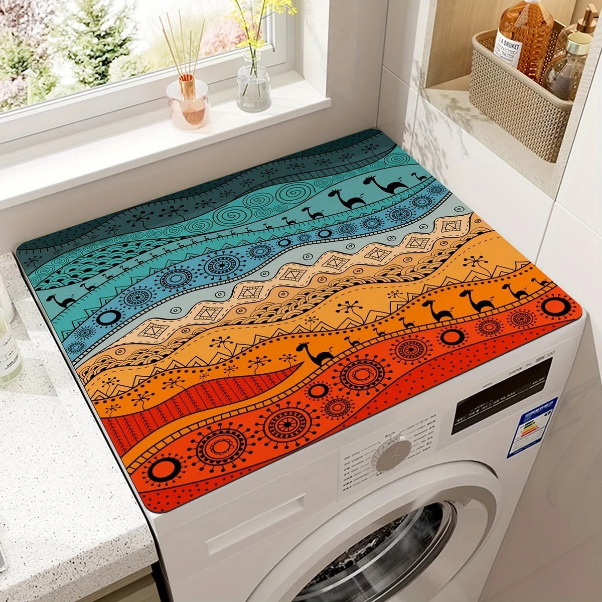 Appliance mat – High-density microfiber – Boho design – Durable and easy to clean – 30 x 18 in 6