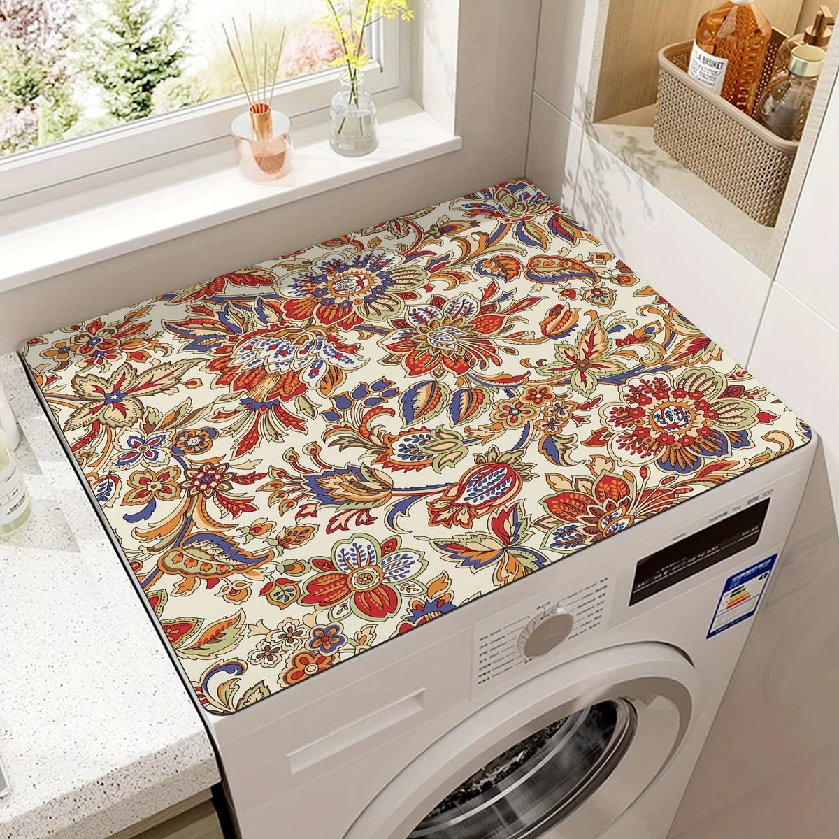 Appliance mat – High-density microfiber – Boho design – Durable and easy to clean – 30 x 18 in 7