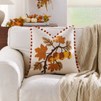 Decorative throw pillow cover featuring a Nordic maple leaf design in warm autumn colors. Made from soft, durable fabric, it adds a cozy touch to any 13